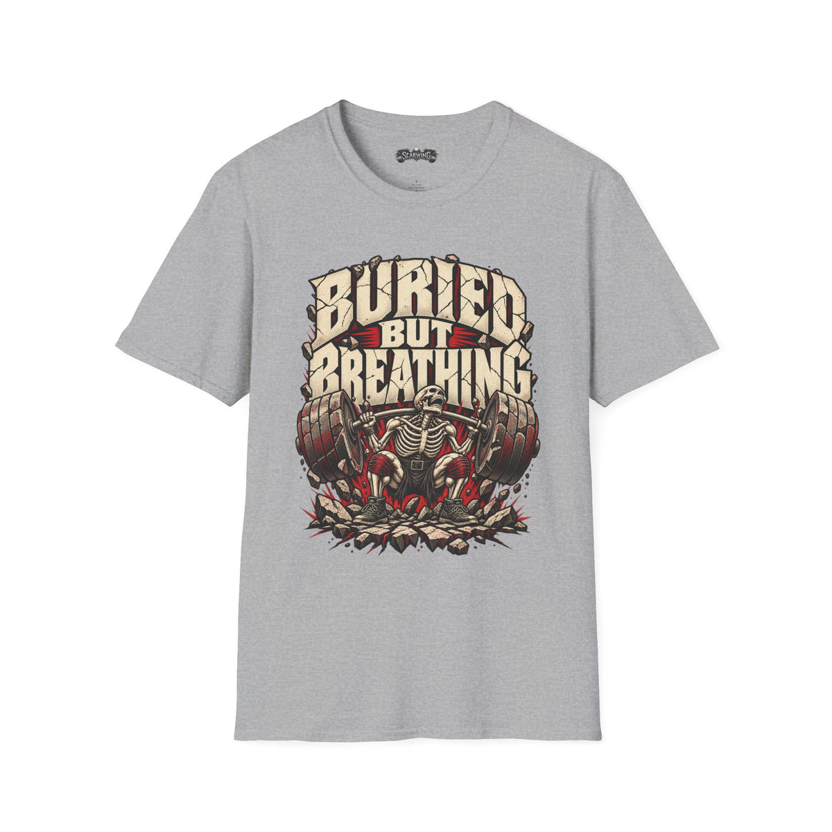 red squat of Scarwing shirt