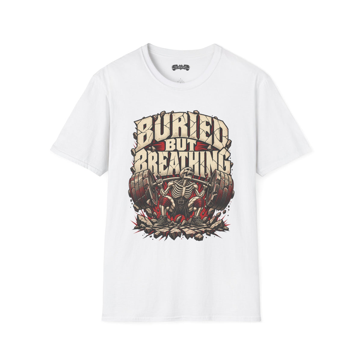 red squat of Scarwing shirt