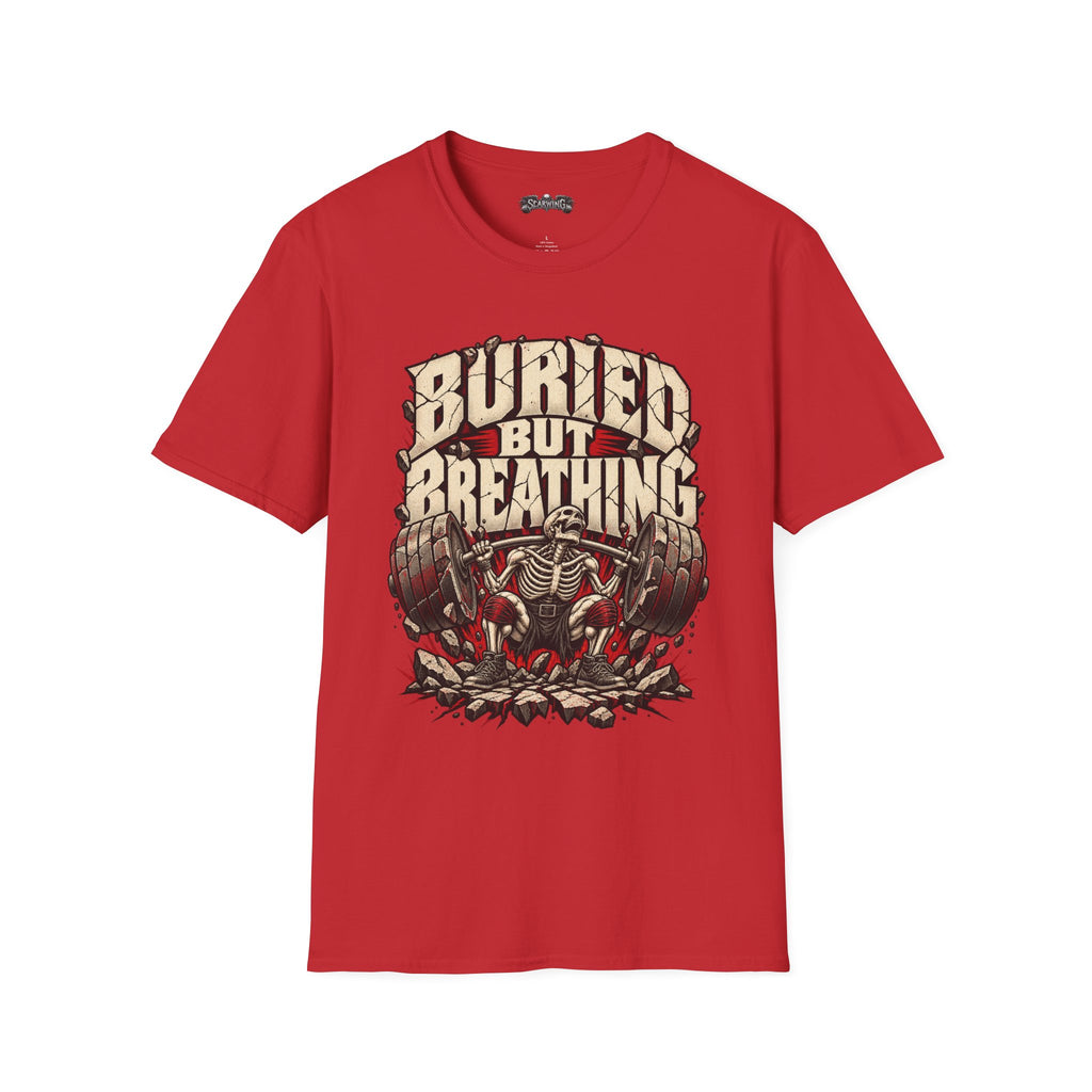 red squat of Scarwing shirt