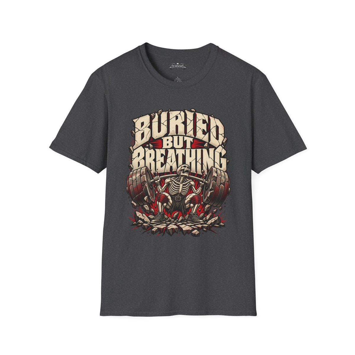 red squat of Scarwing shirt