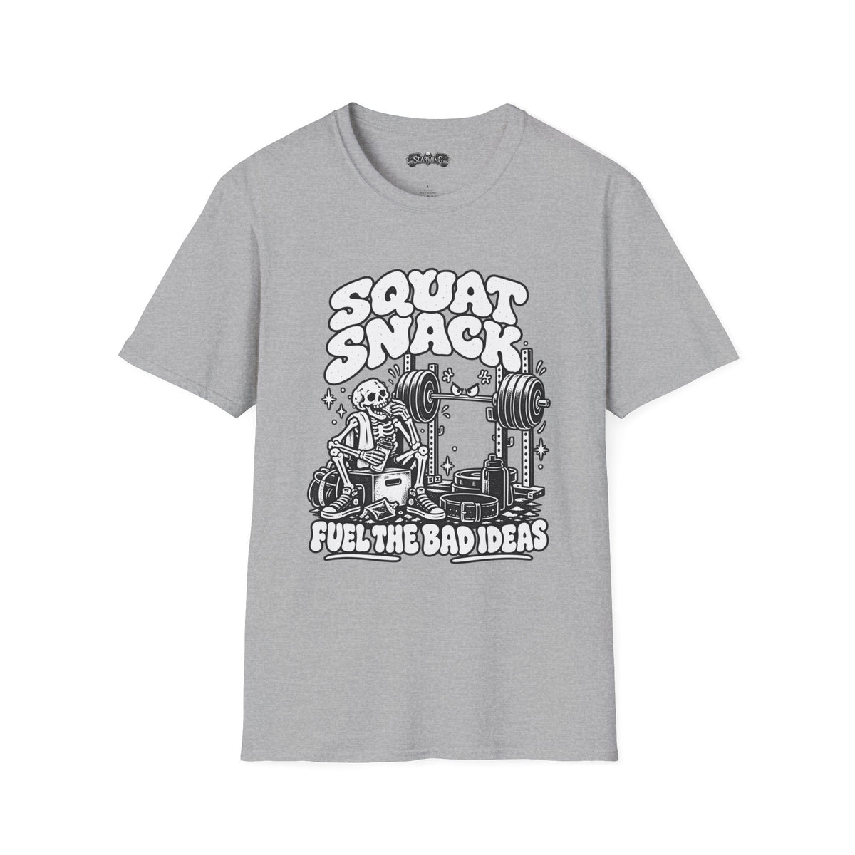 squat snack  Scarwing shirt