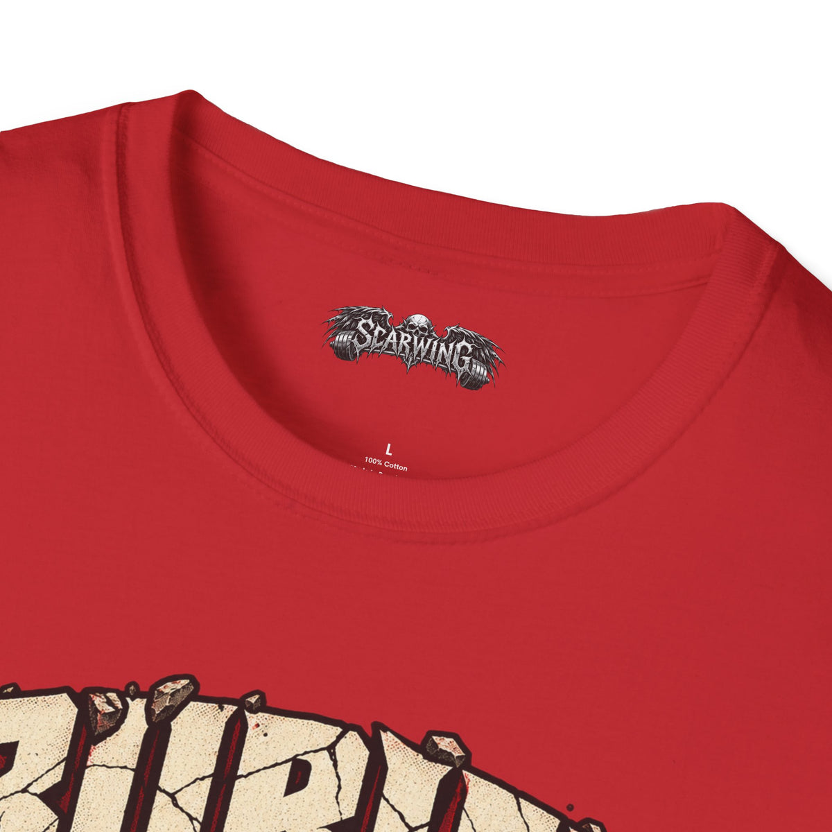 red squat of Scarwing shirt